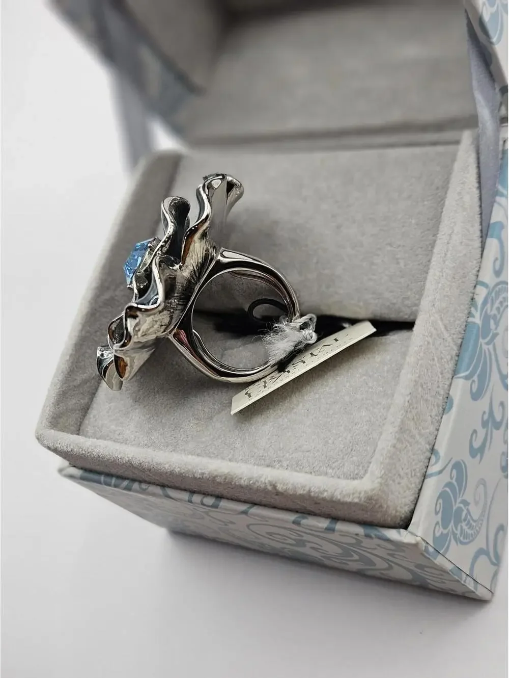 Argento SC Cocktail Ring Adjustable Band Made With Swarovski Elements New In BOX - Picture 4 of 8